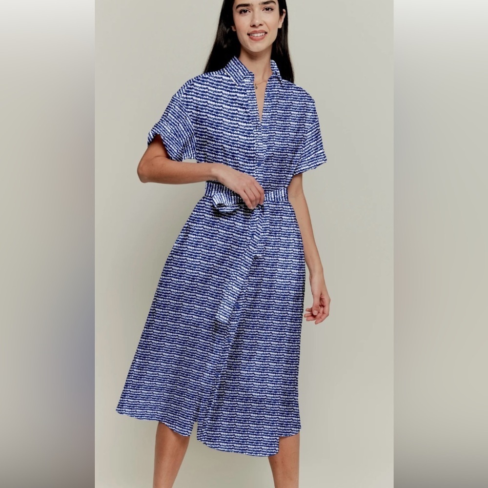 Tucker Navy and White Patterned Dress